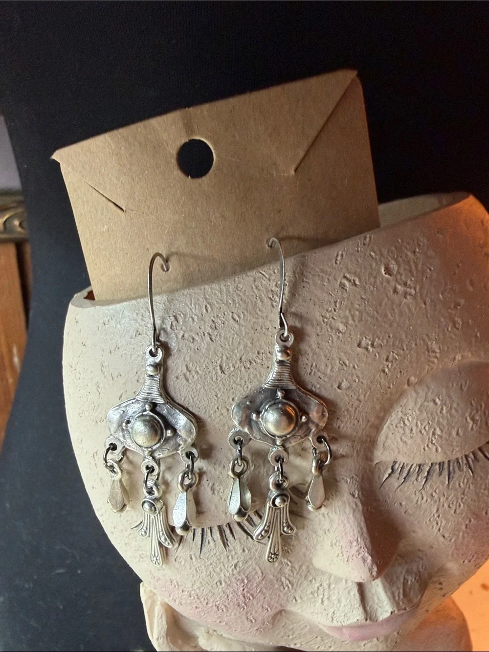 Vintage-Inspired Silver Chandelier Drop Earrings - Silver